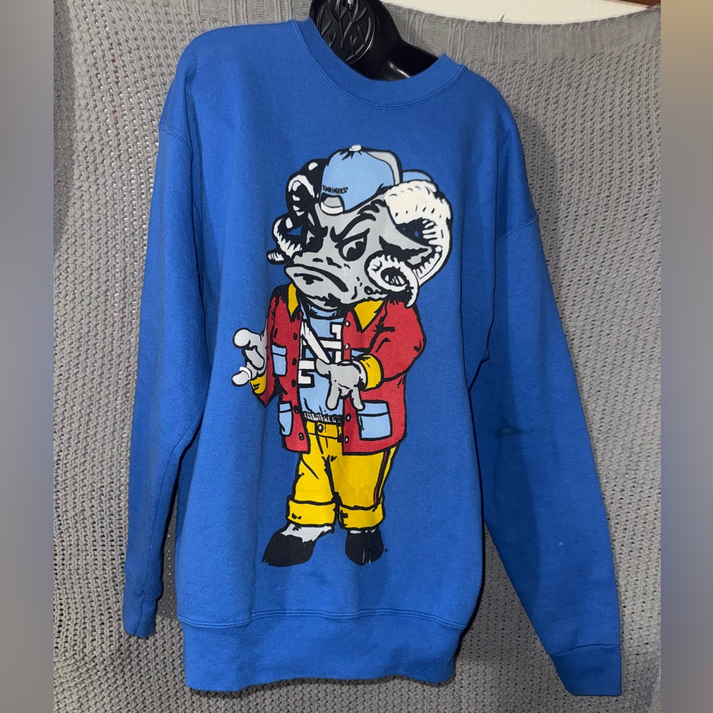 Vtg 1990 University - North Carolina Unc Tar Heels Mascot Cliff Engle Sweatshirt